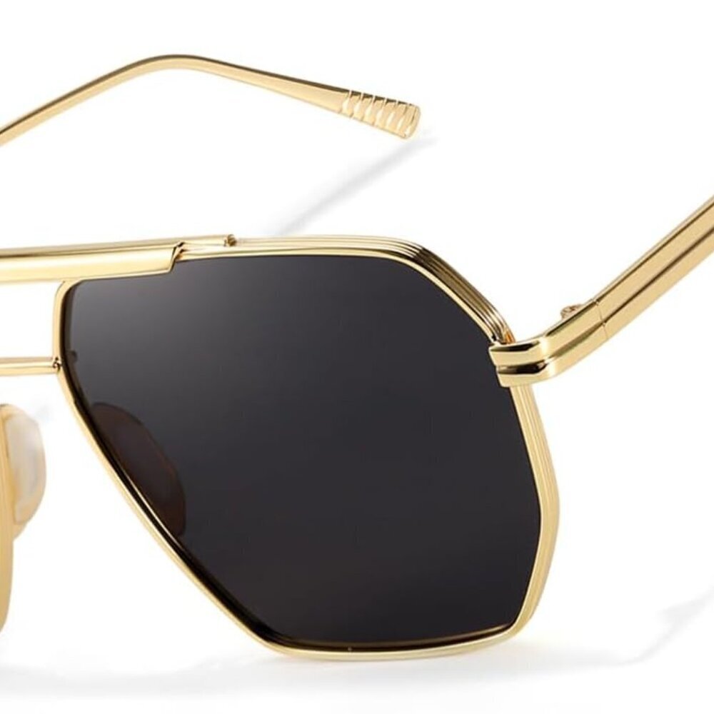 Oversized Metal Aviator Sunglasses Women Men Polarized UV400 Square Shades